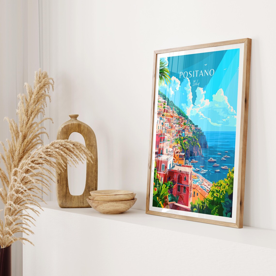 Positano Italy Amalfi Coast Cliffside Village Sea Travel Poster - Image 2
