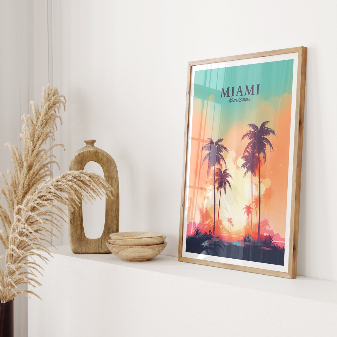 Miami Travel Poster Miami Poster Palm Trees Poster Travel Poster United States Poster Usa Poster Art Print - Image 2