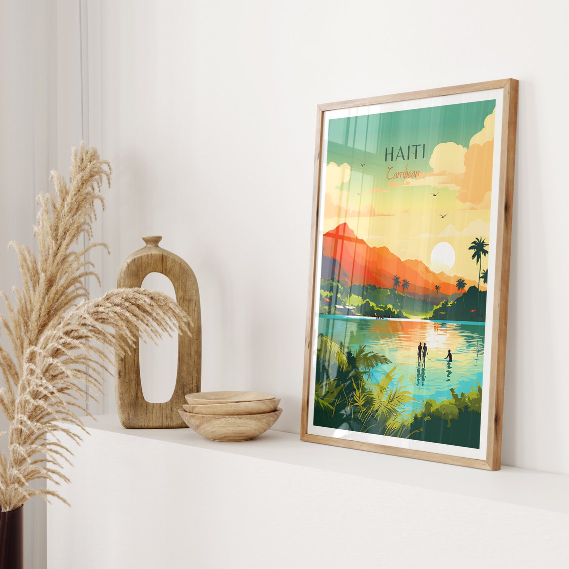 Haiti Caribbean Tropical Sunset over the Mountains and Sea Poster - Image 2