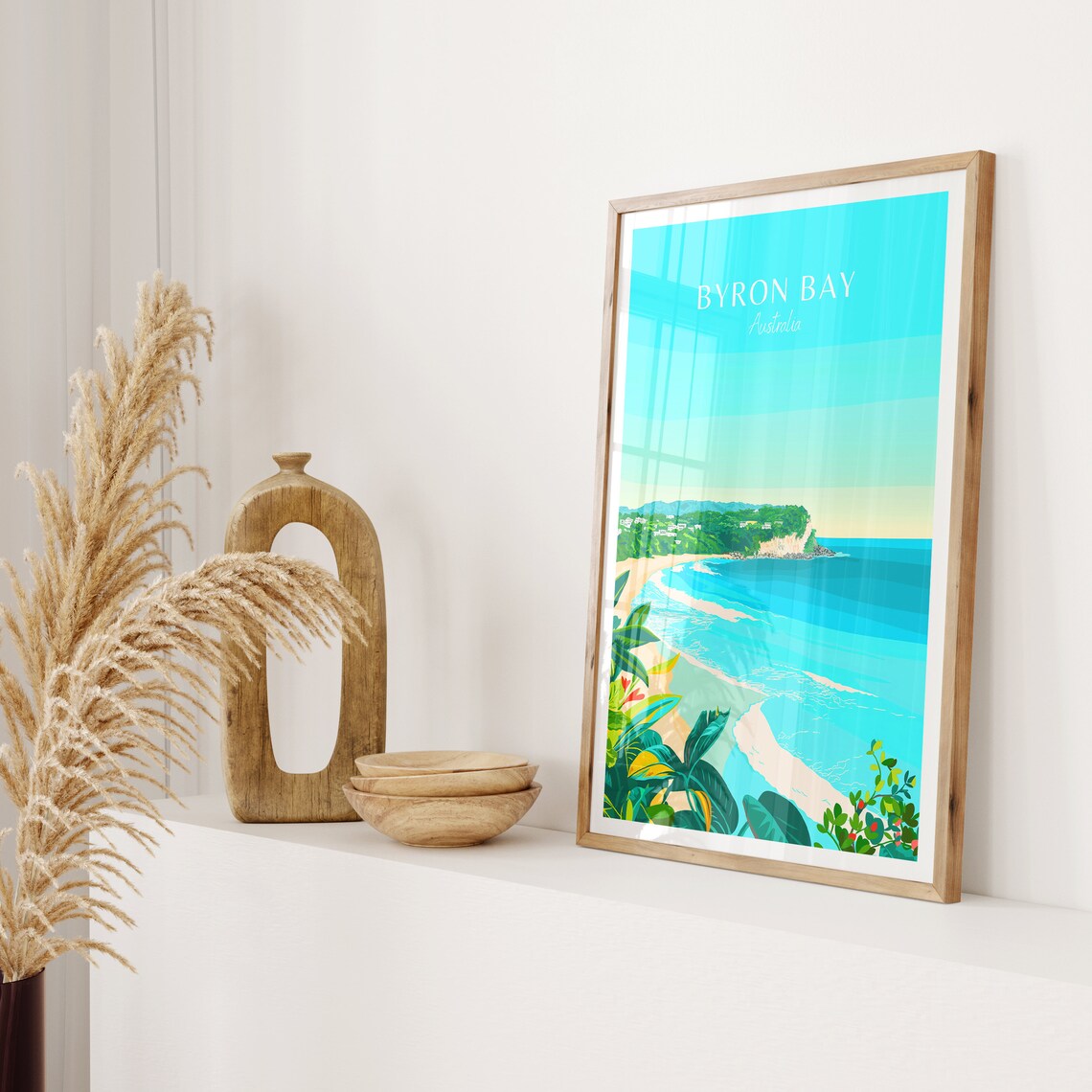 Byron Bay Australia Turquoise Surf Bay Tropical Coast Travel Poster - Image 2