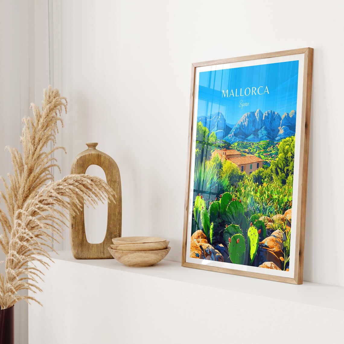 Mallorca Spain Cactus Garden Finca Mountain Landscape Poster - Image 2