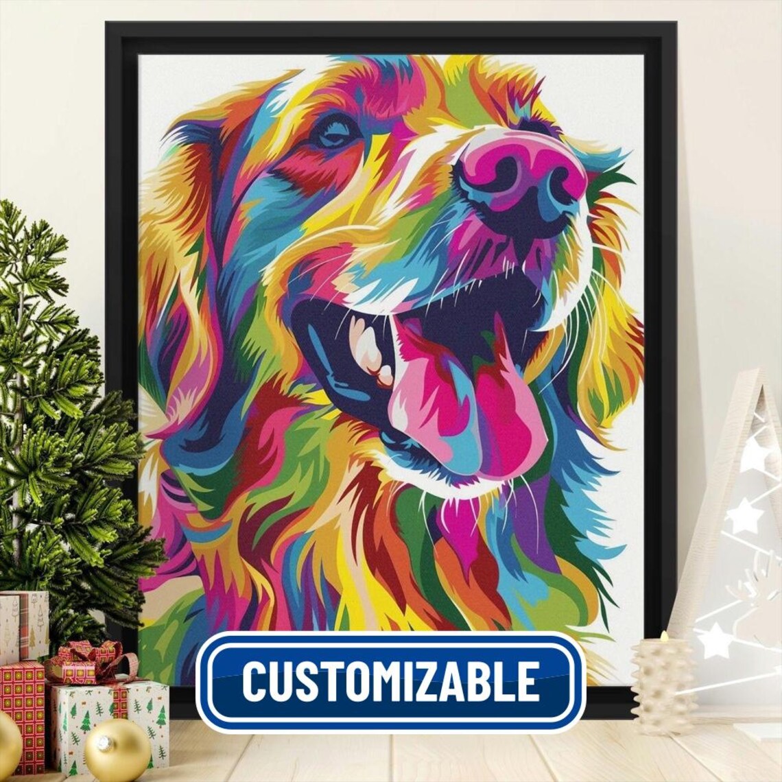 Custom Pop Art Dog Portrait Vibrant Modern Pet Portrait Poster
