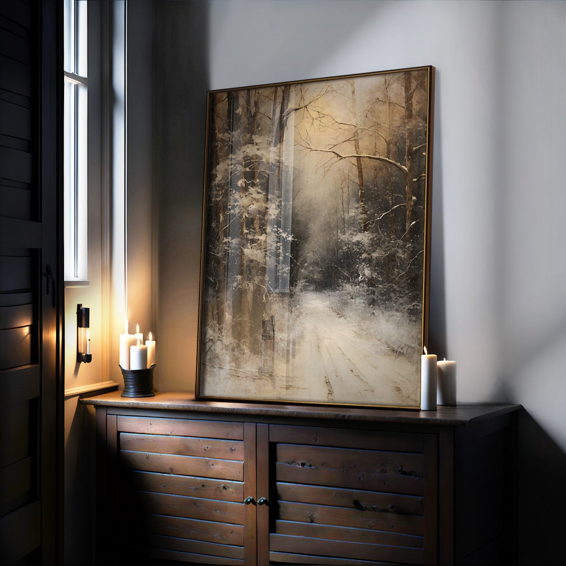 Vintage Oil Painting Book and Coffee Rustic Moody Wall Poster - Image 2