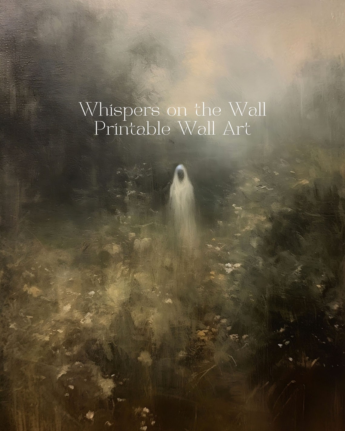 Spooky Ghost in Misty Wildflower Garden Moody Gothic Decor Poster - Image 5