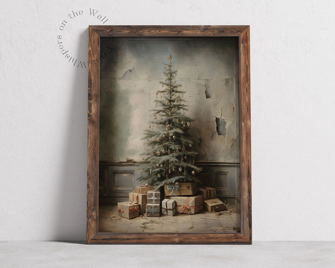 Rustic Christmas Tree Art Print, Dark Cottagecore - Image 3