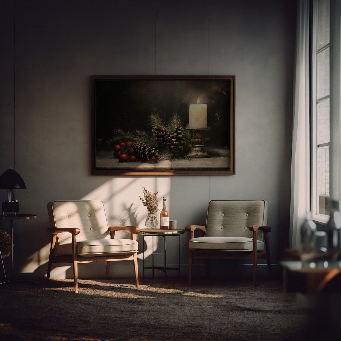 Cozy Coffee and Open Book Moody Oil Painting Reading Wall Poster - Image 5