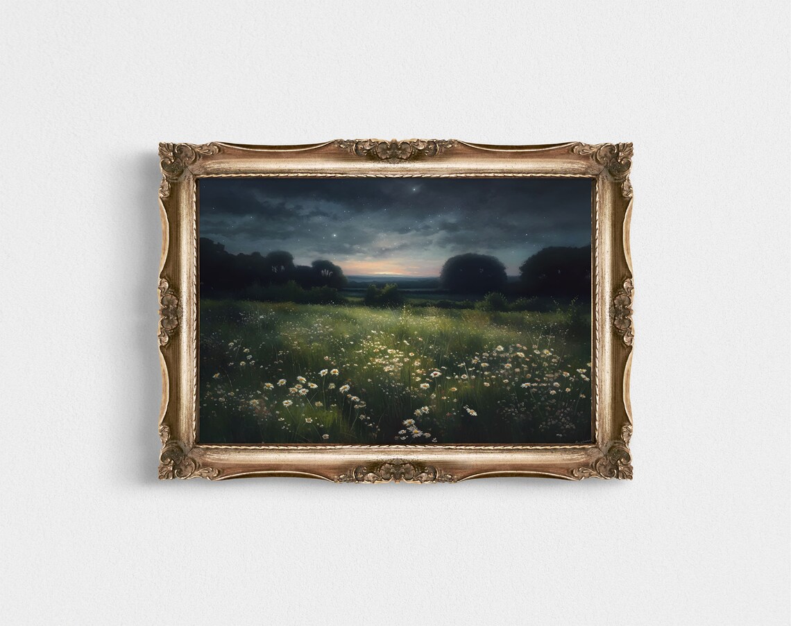Nightscape Wildflower Landscape Art Print, Cottagecore - Image 6