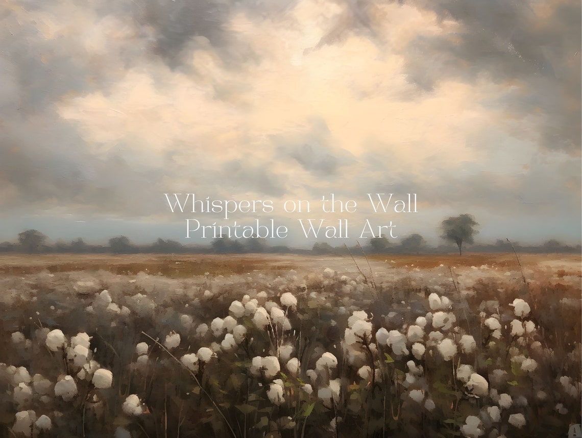 Country Cotton Field Landscape with Cloudy Sky Farmhouse Poster - Image 5