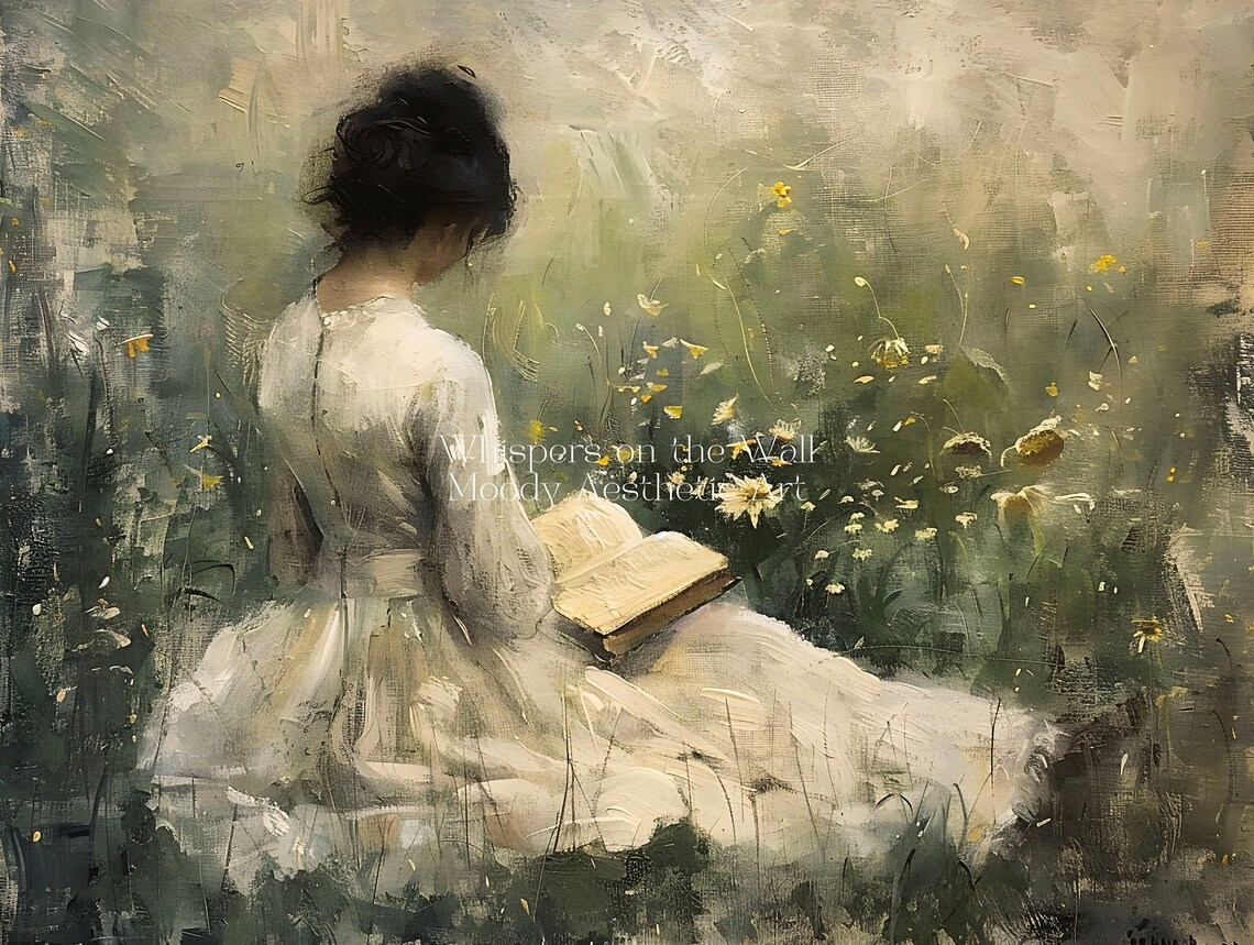 Victorian Woman Reading Art Print, Light Academia - Image 5
