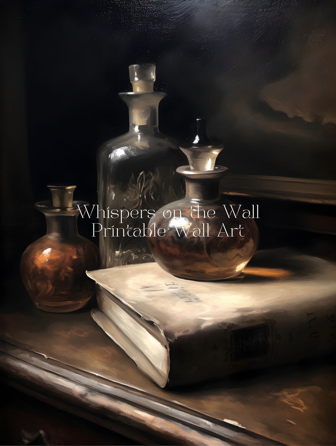 Old Bottles Moody Antique Perfume Bottle Art Print - Image 5