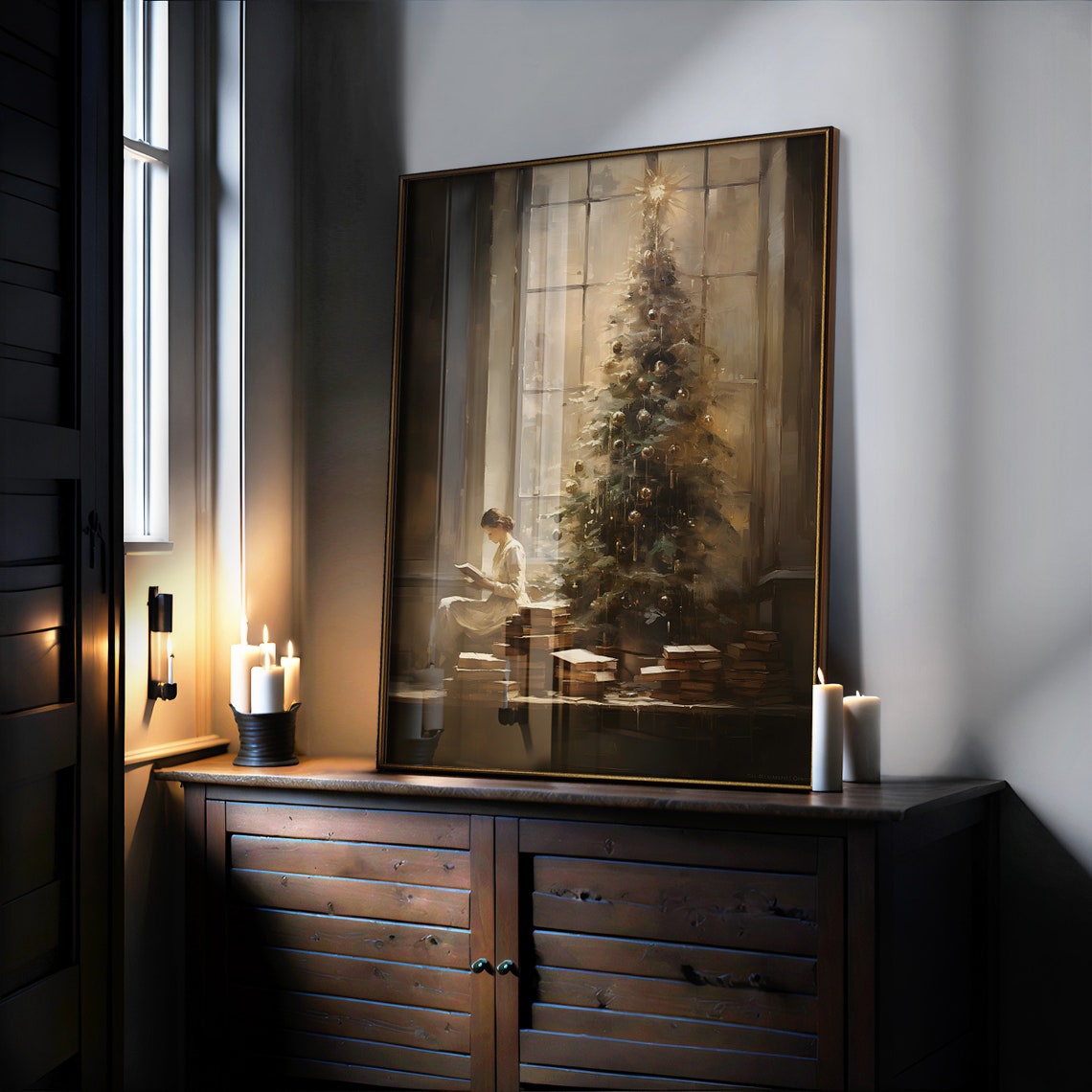 Christmas Morning Reading Coffee Book Cozy Holiday Wall Poster - Image 2