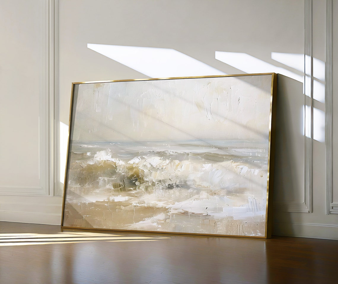 Moody Ocean Waves Beach Seascape Vintage Coastal Painting Poster - Image 6
