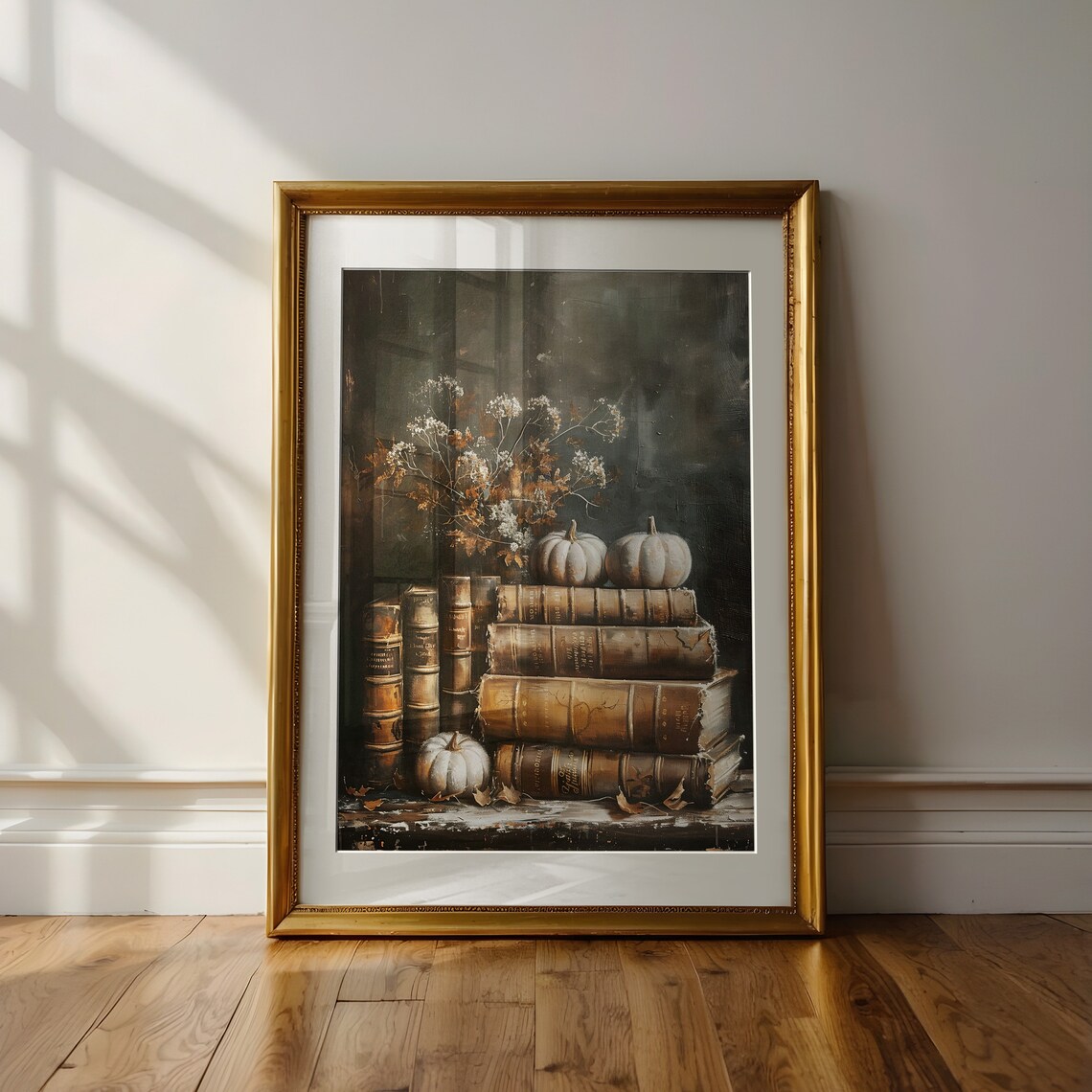 Books And Pumpkins Dark Academia Art Print - Image 2