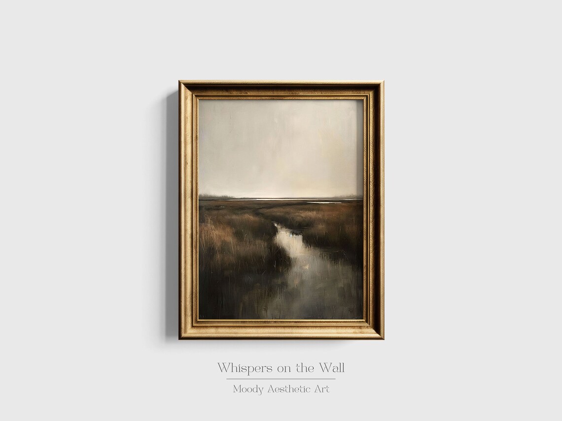 Marsh Landscape Painting, Moody Dark Academia Art Print - Image 2