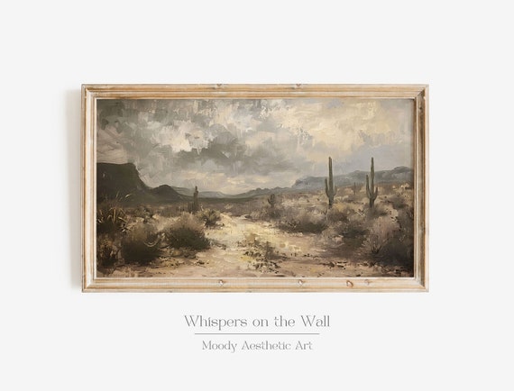 Desert Frame TV Art, Vintage Western Oil Painting