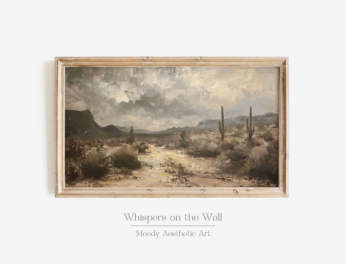 Desert Frame TV Art, Vintage Western Oil Painting