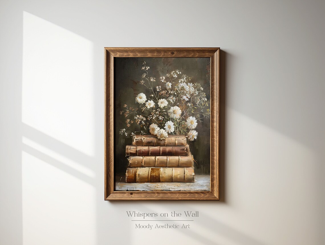 Leather Bound Book Stack Wall Art Print Old Books Still Life Wall Art Moody Victorian Decor Dark Academia Wall Art Summer Decor - Image 6