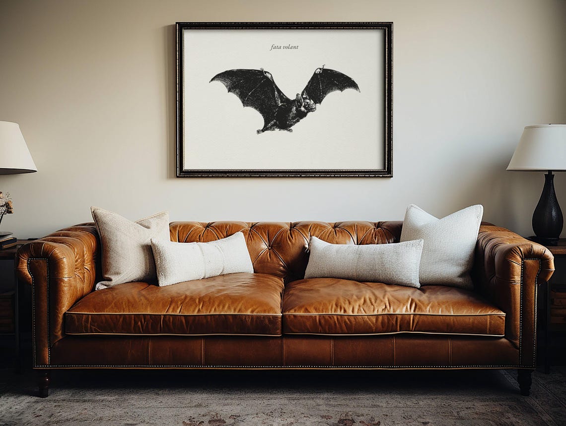 Fata Volant Vintage Bat Engraving Spooky Halloween Naturalist Poster - Image 6