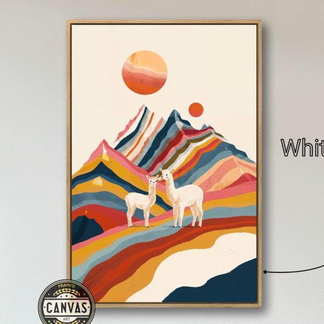 Llamas Against Colorful Mountains, Peru Art Print