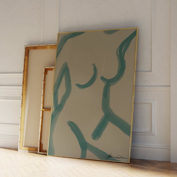 Female Figure Abstract Print Trendy Blue Matisse Boho Body Poster Minimalist Feminist Art