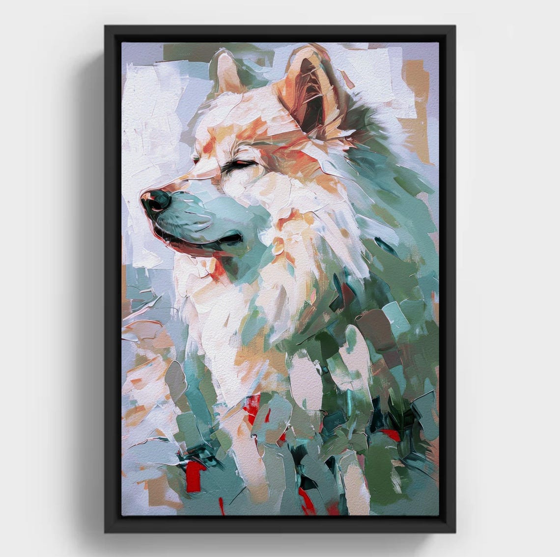 Samoyed Dog Portrait Abstract Expressionist Animal Artwork Modern Pet Decor