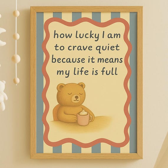 Peaceful Bear Nursery Poster Inspirational Quote Wall Art