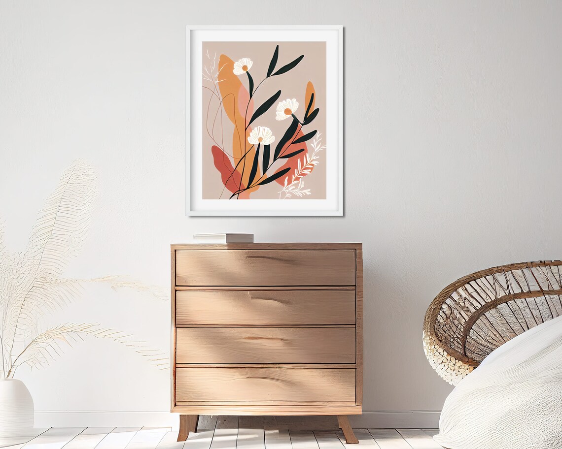 Abstract Wildflower Terracotta Modern Minimalist Botanical Art Poster - Image 2