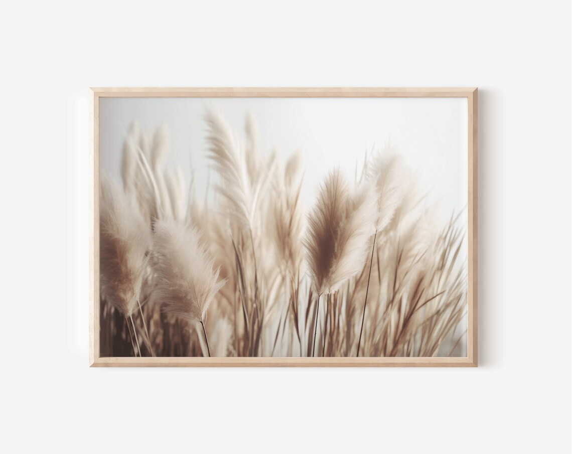 Neutral Beach Pampas Grass Coastal Minimalist Art Print