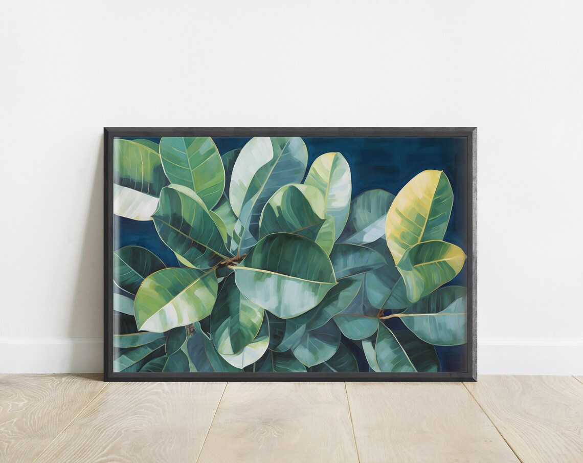 Ficus Leaves Abstract Botanical Art Print, Colorful