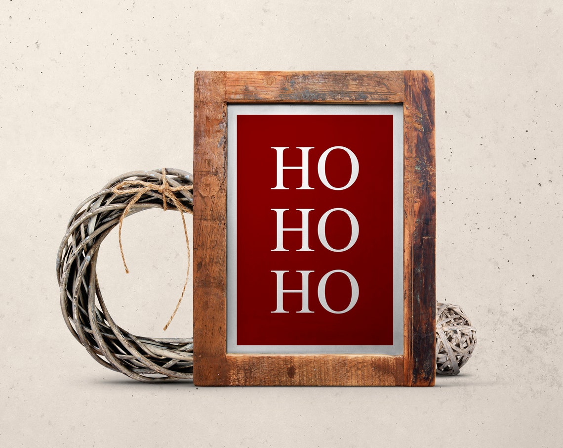 Ho Ho Ho Classic Red Christmas Holiday Quote Poster for Winter - Image 3
