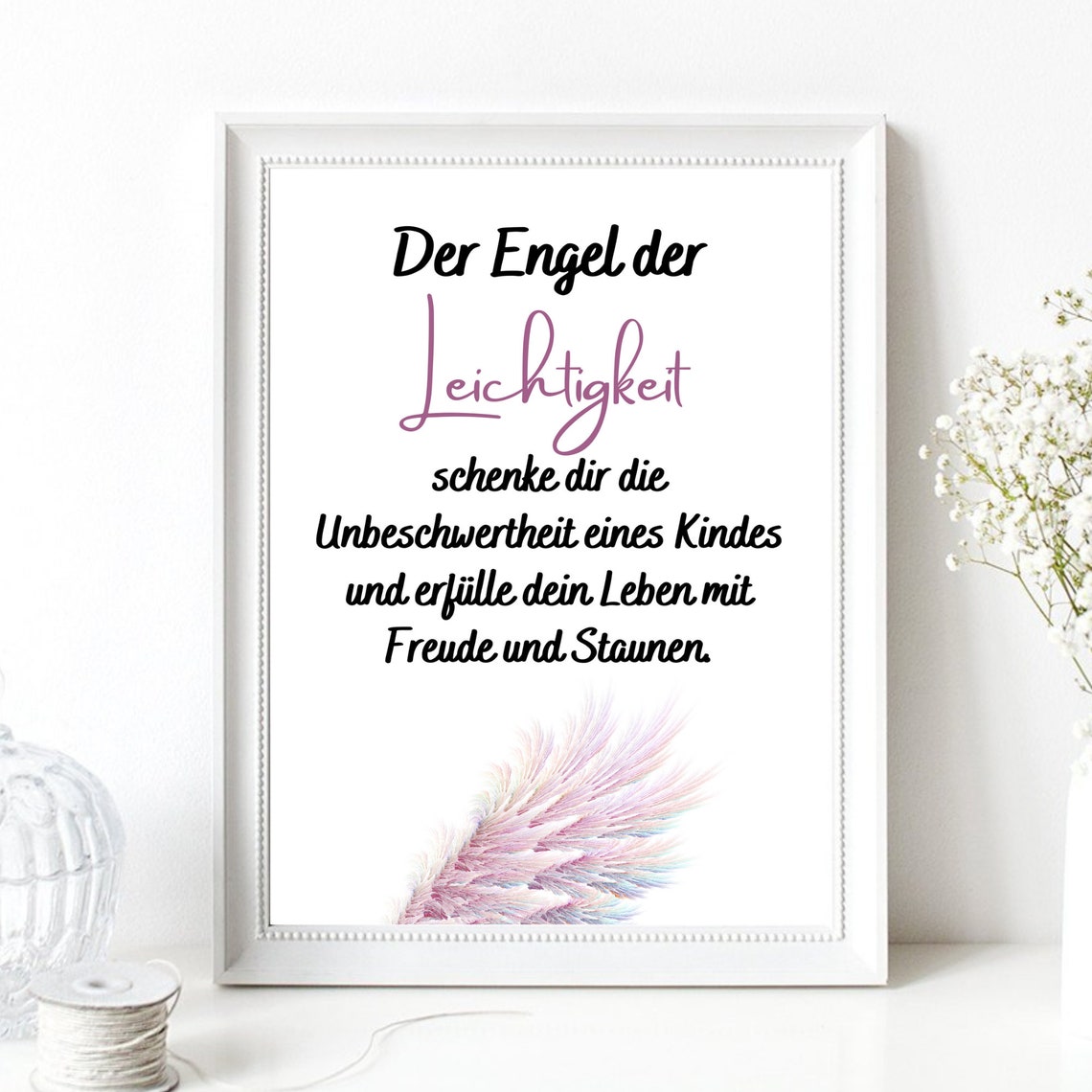 Angel Of Lightness German Blessing Angel Wing Pastel Wall Art Poster - Image 2