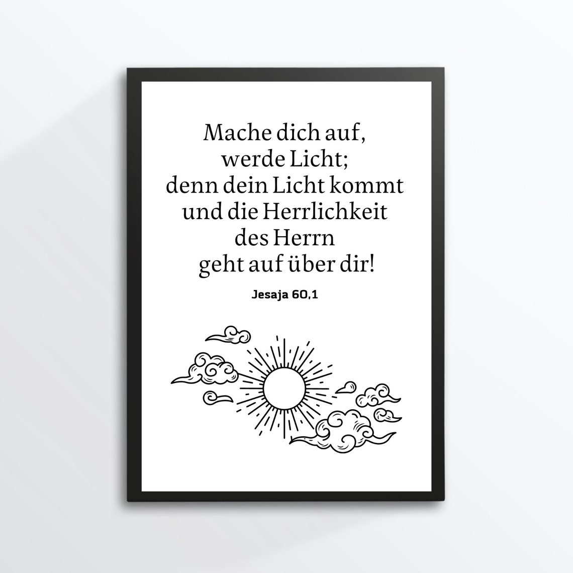 Din A4 Art Print Without Frame Saying Isaiah Bible Verse Become Light Religion God Church Typography Christian Picture Gift