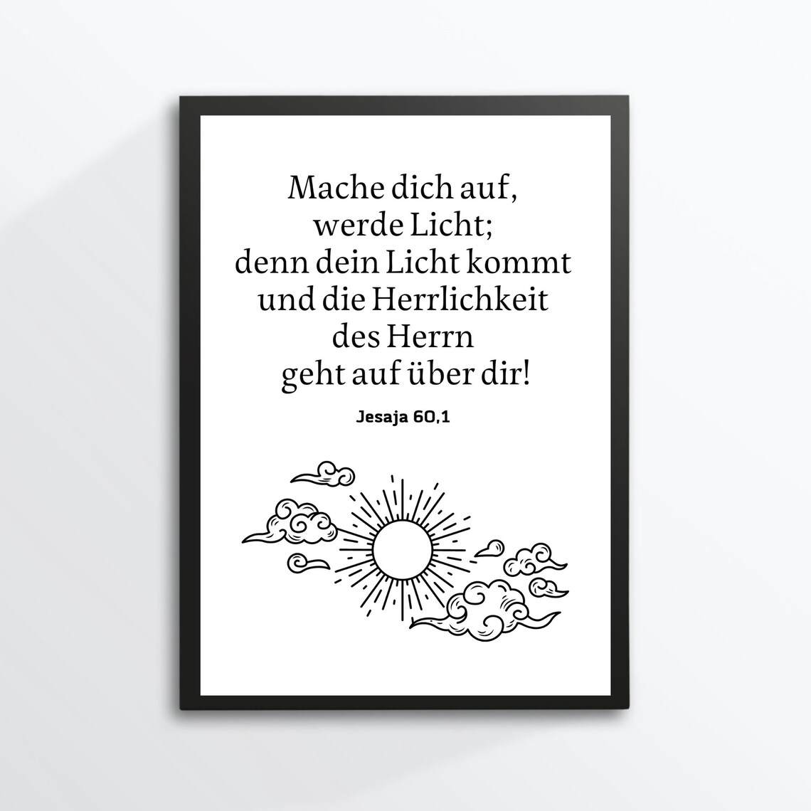 German Bible Verse Isaiah Arise Shine Sun Christian Typography Poster