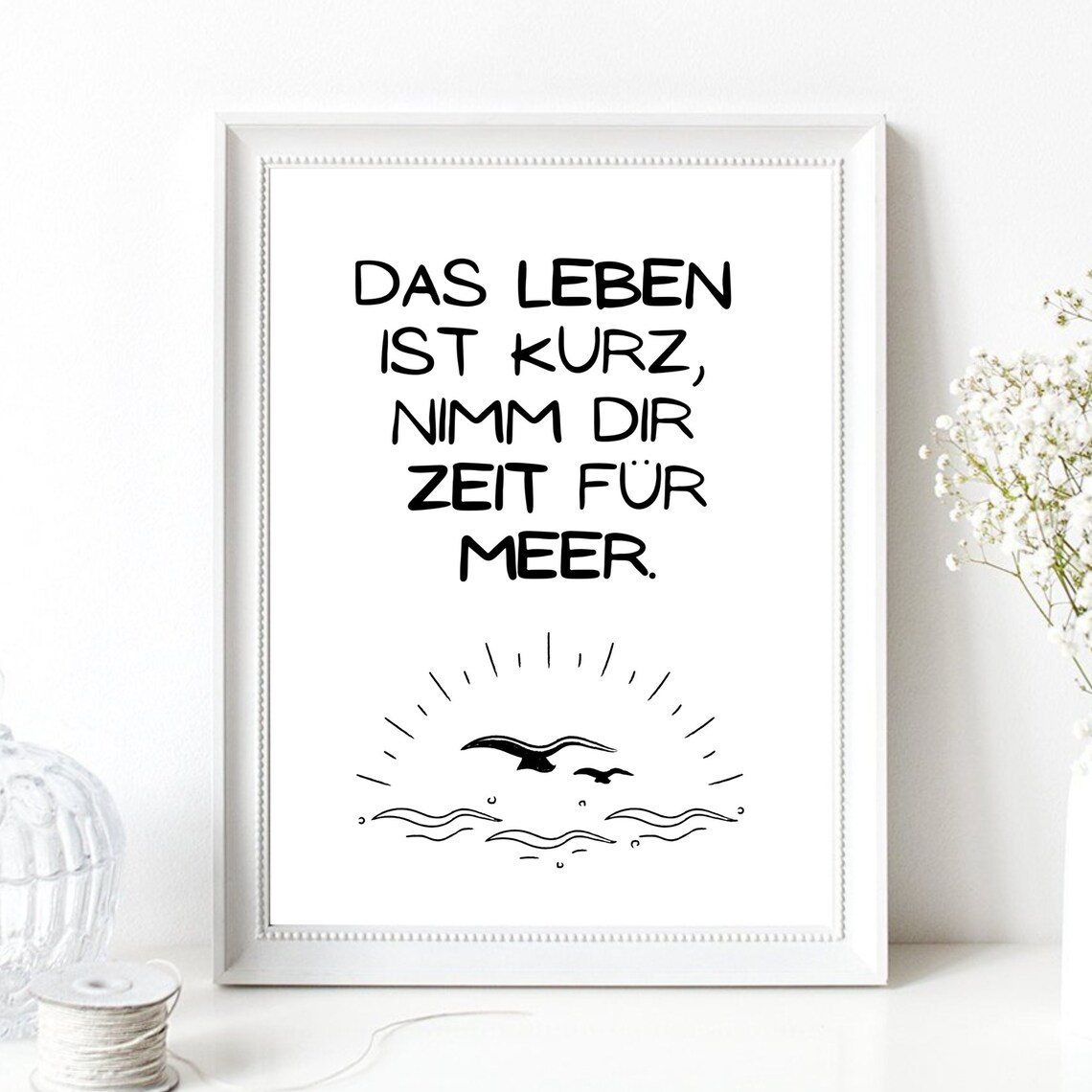 Take Time For The Sea German Saying Poster Seagull Waves Maritime Decor - Image 2