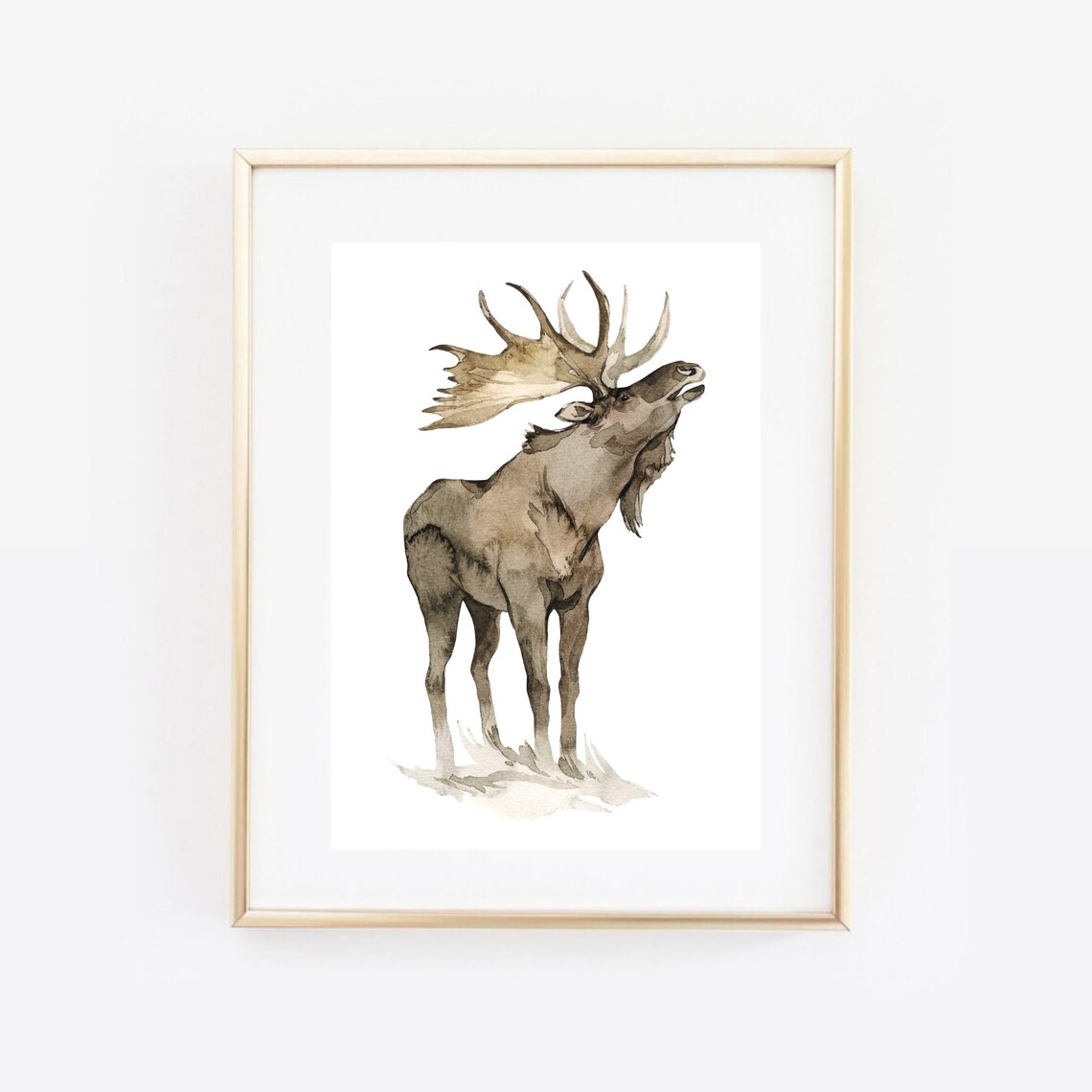 Moose With Big Antlers Watercolor Woodland Wildlife Forest Art Poster - Image 3