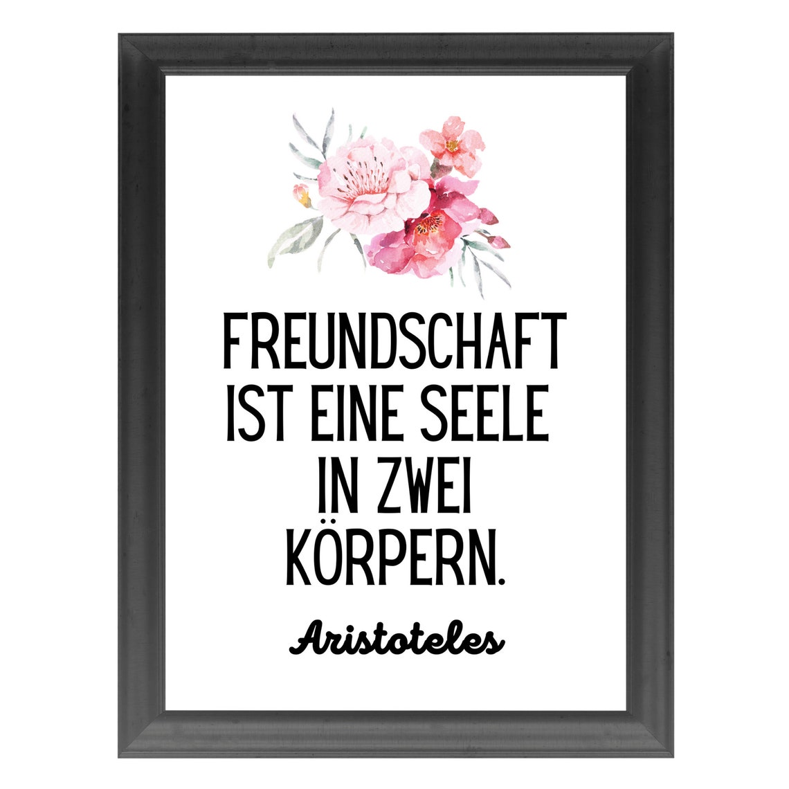 Aristotle Friendship Quote Pink Floral Watercolor Saying Poster - Image 4