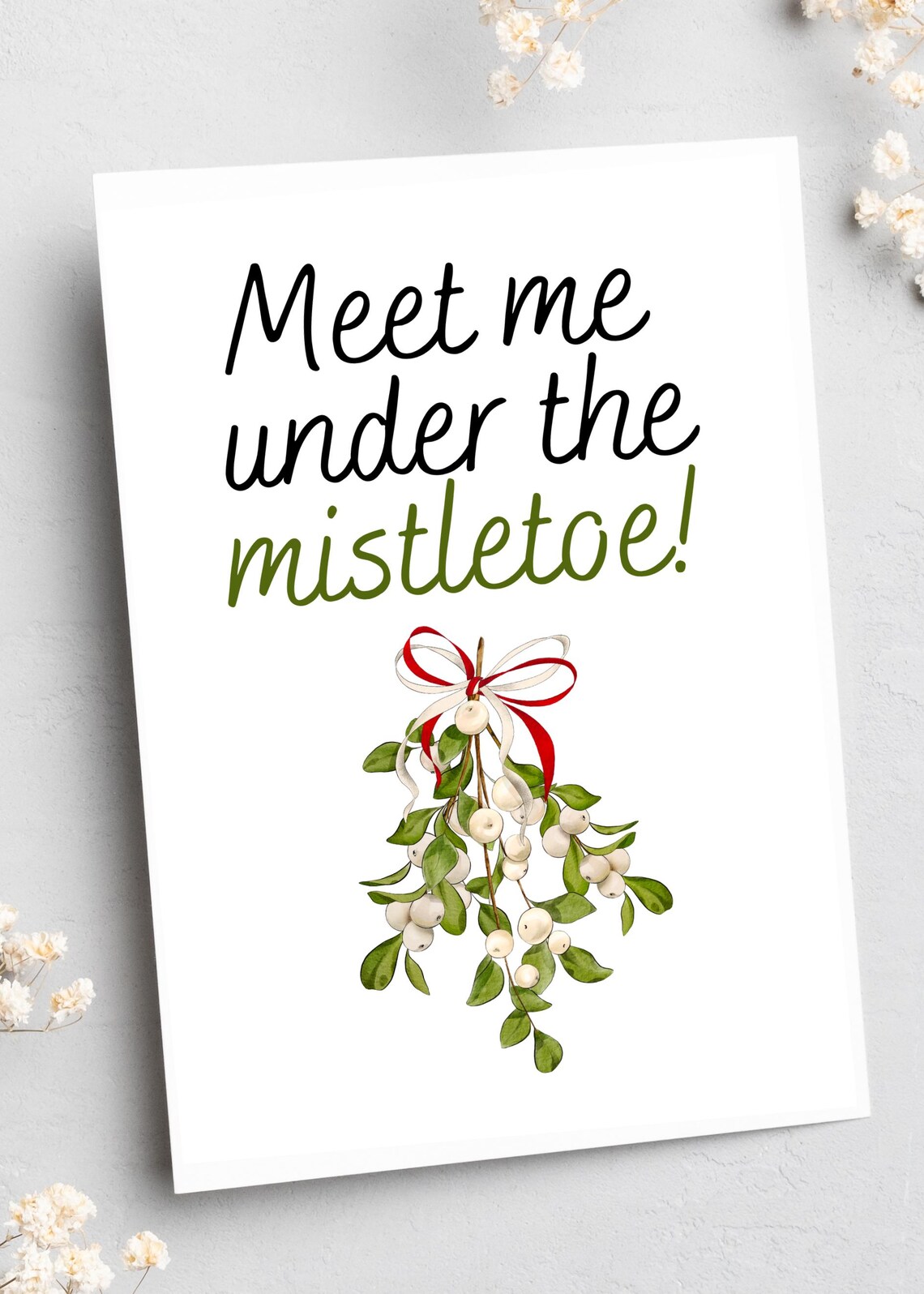 Meet Me Under The Mistletoe Christmas Quote Holiday Season Art Poster