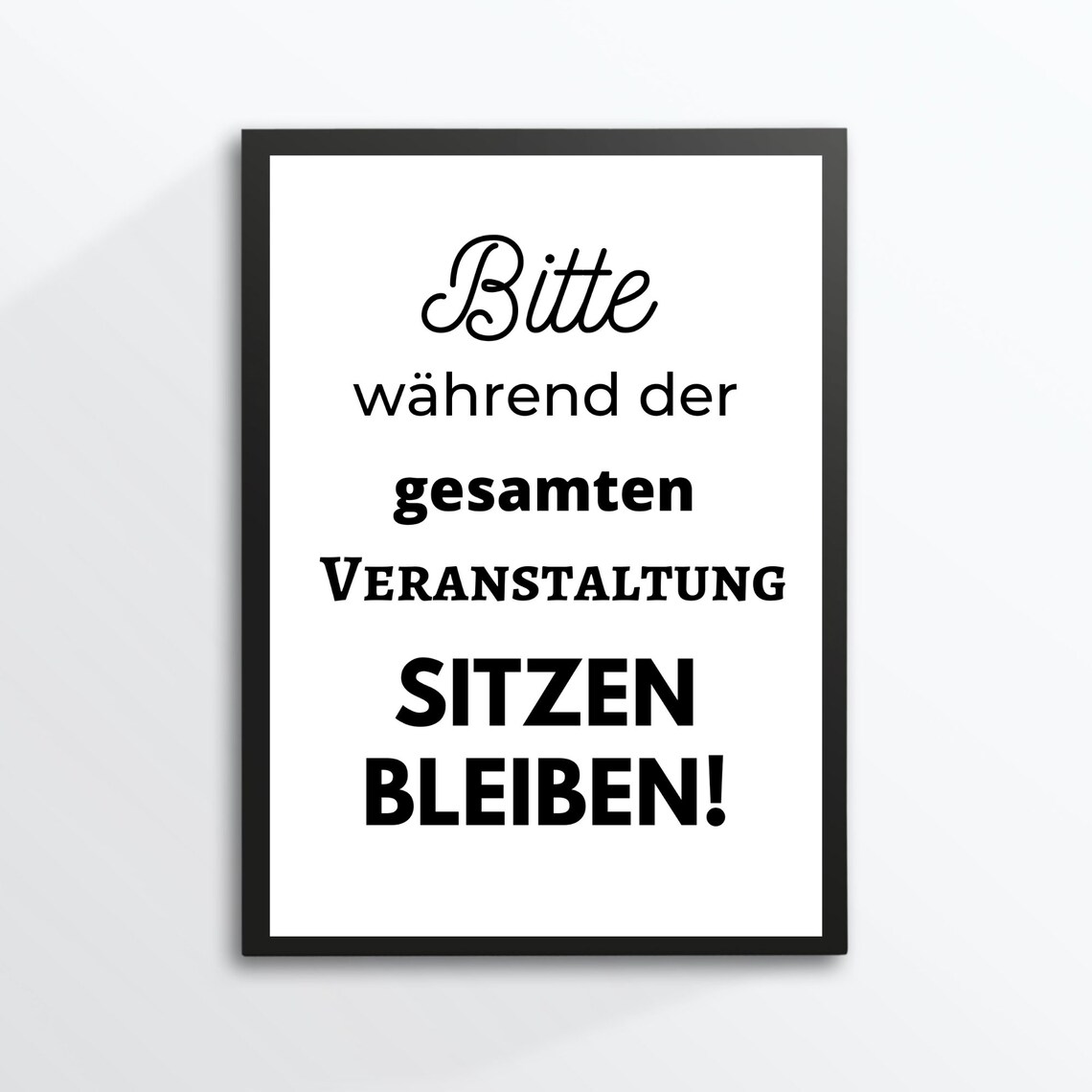 Please Remain Seated Funny German Bathroom WC Sign Wall Art Print