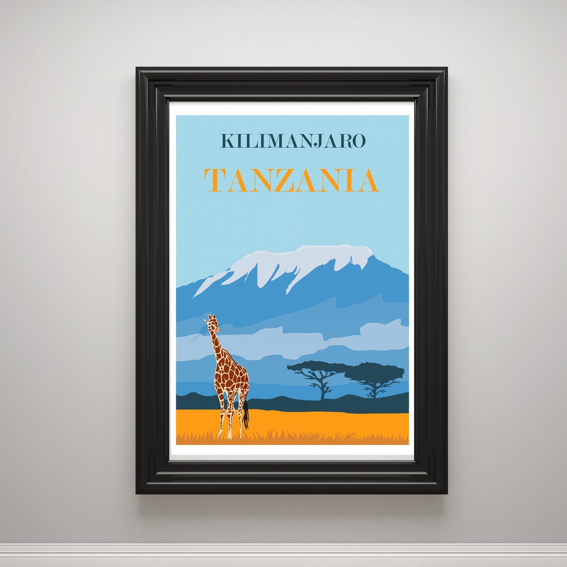 Kilimanjaro Tanzania Africa Giraffe Savanna Vintage Travel Poster - Image 3