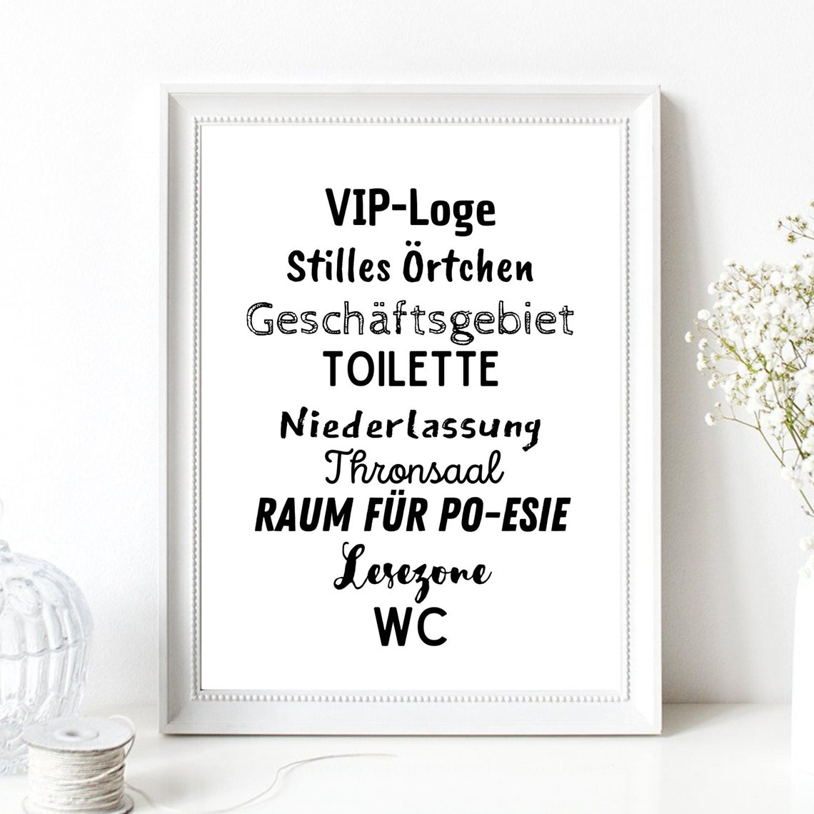 Funny Toilet Definitions German Bathroom Humor Wall Art Print