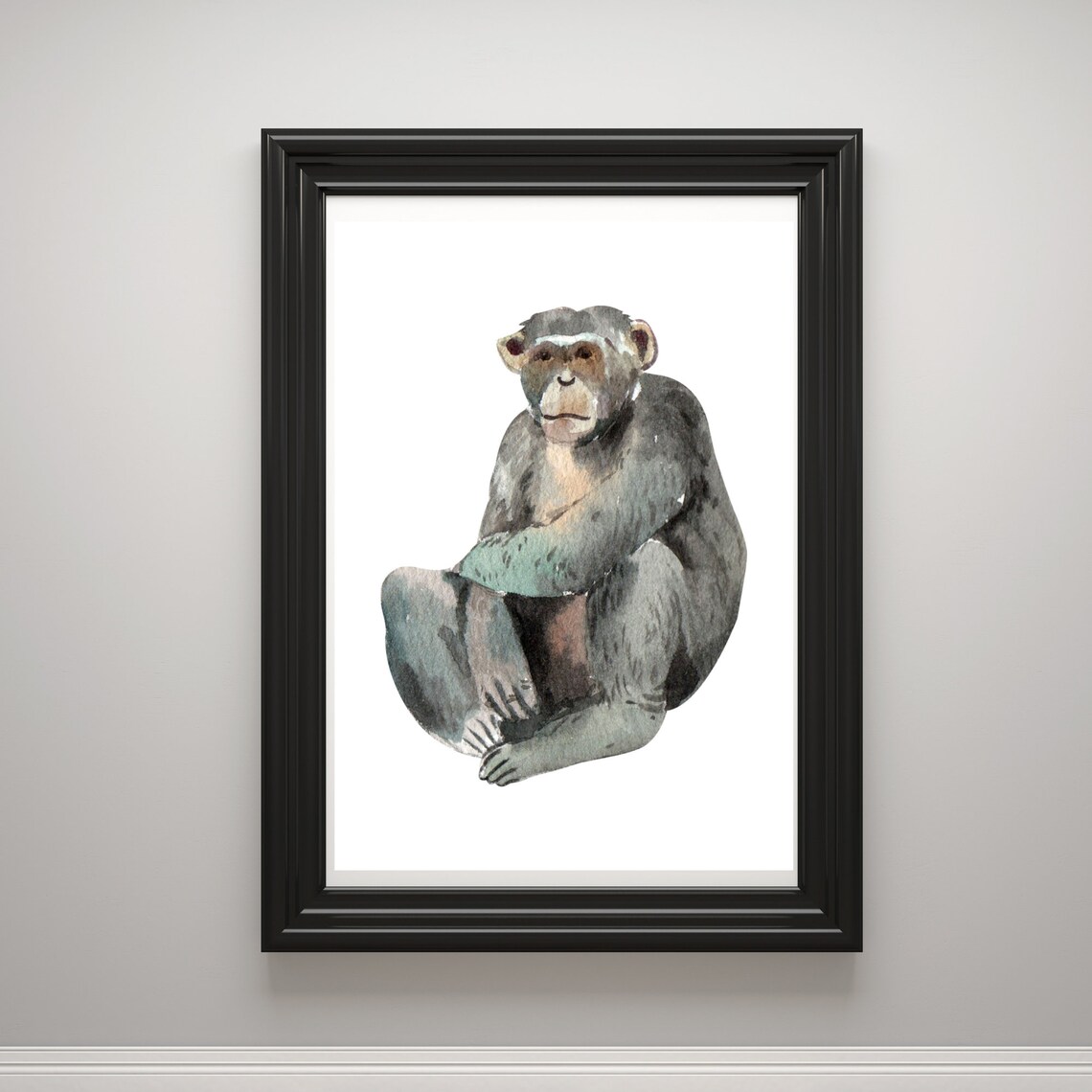 Chimpanzee Monkey Nature Watercolor Art Print - Image 2