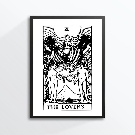 The Lovers Tarot Card VI Rider Waite Love Romance Mystical Wall Poster