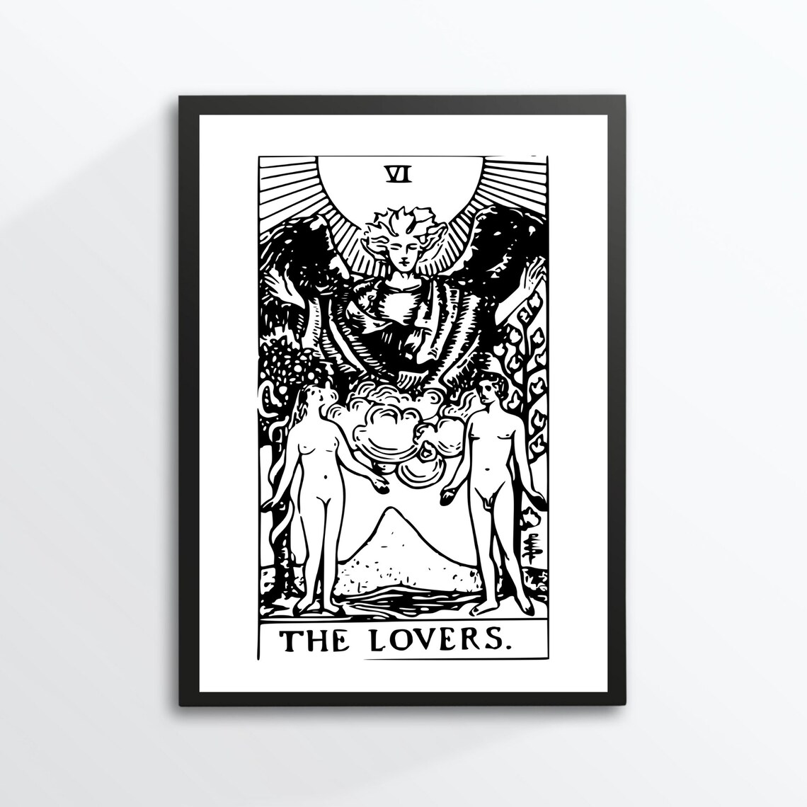 The Lovers Tarot Card VI Rider Waite Love Romance Mystical Wall Poster