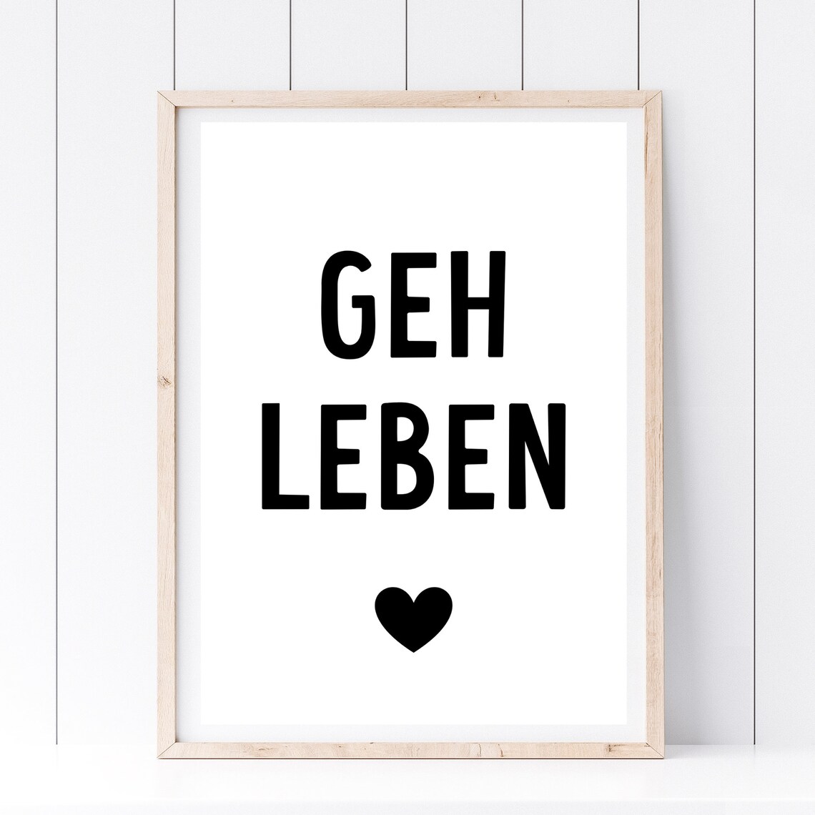 Geh Leben Go Live Motivational Quote Heart Minimalist Wall Art