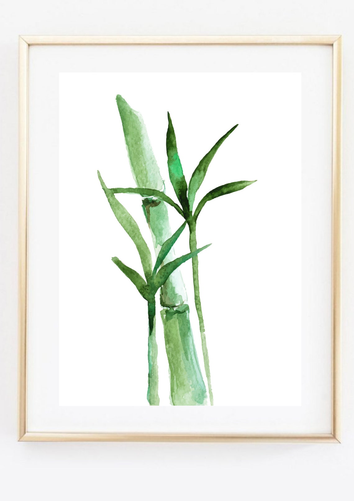 Din A4 Art Print Without Frame Bamboo Bamboo Shrub Plant Green Watercolor Print Poster Image - Image 3