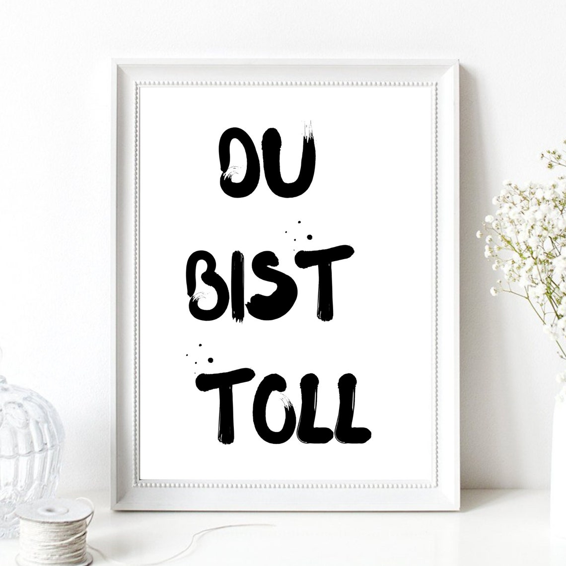 You Are Great Bold Brush Lettering German Motivation Quote Wall Art - Image 3