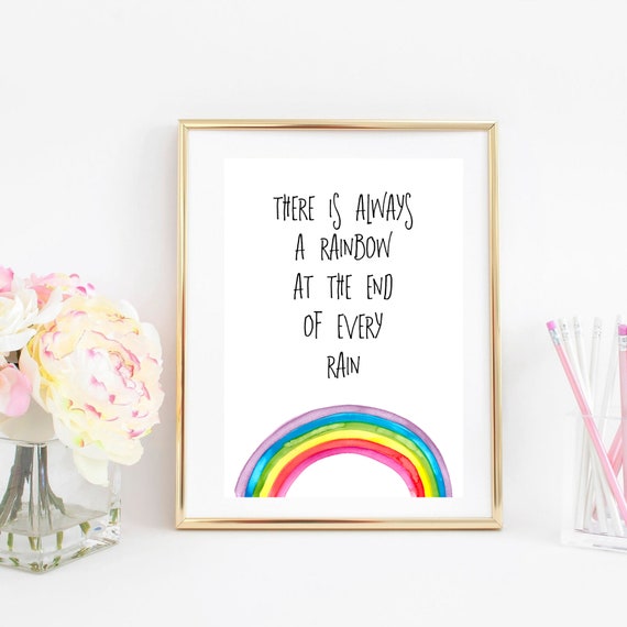 Din A4 Art Print Unframed Saying There Is Always A Rainbow Motivation Quote Rainbow Watercolor Hope Picture Poster Gift