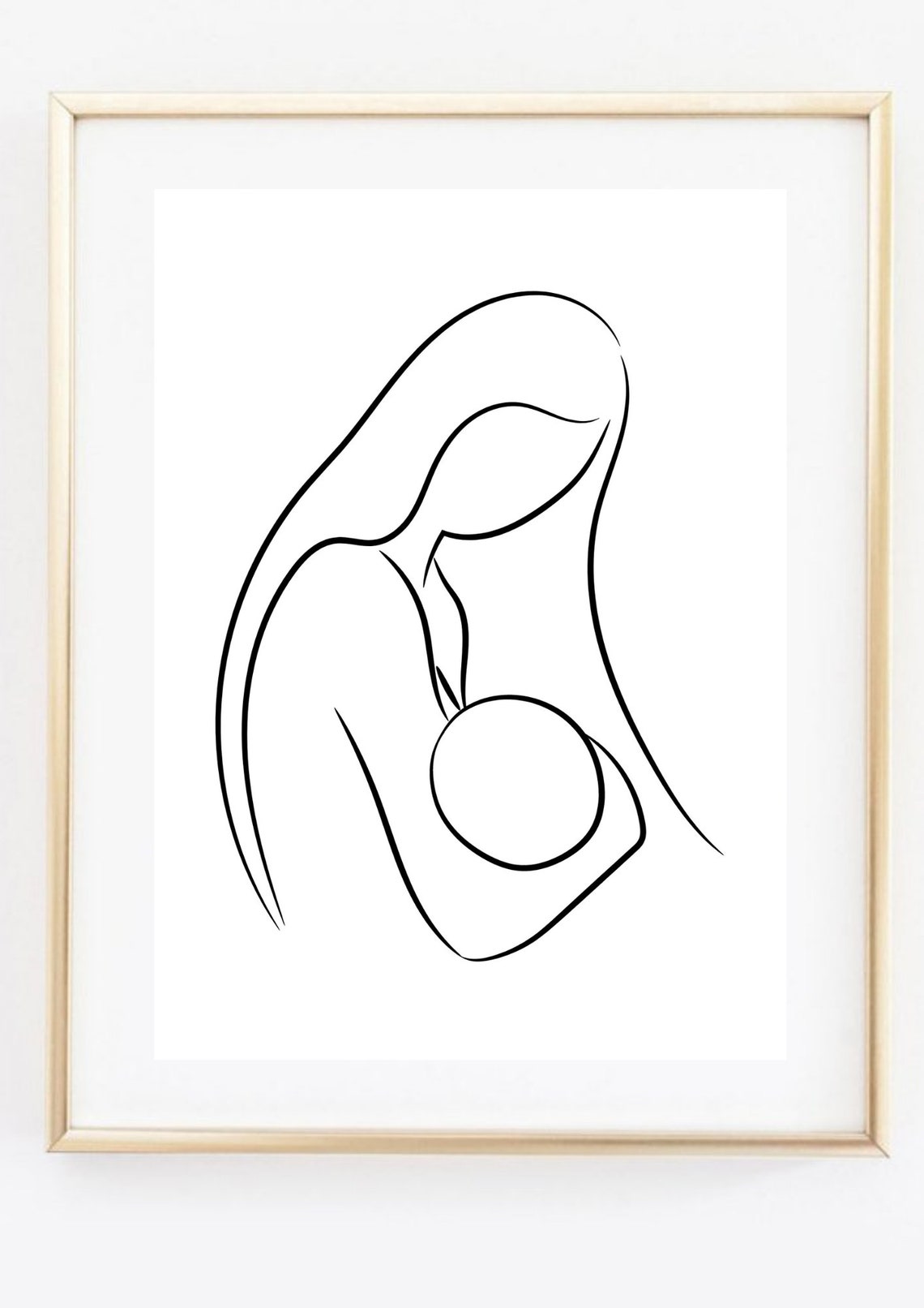 Breastfeeding Mother Abstract Minimal Line Art Newborn Love Poster - Image 2