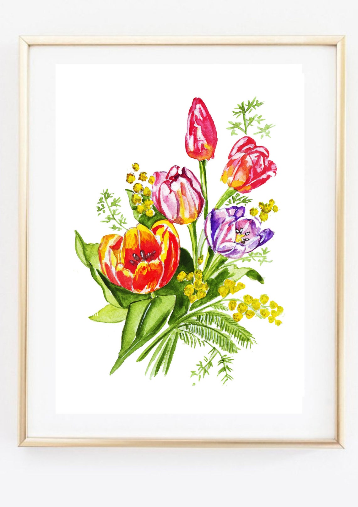 Vibrant Watercolor Tulip Bouquet Spring Flowers Floral Poster - Image 3