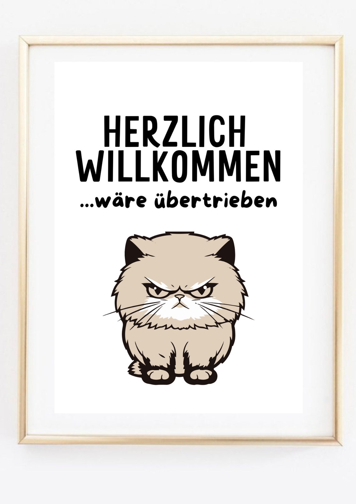Funny Grumpy Cat Herzlich Willkommen German Quote Home Decor Poster - Image 5